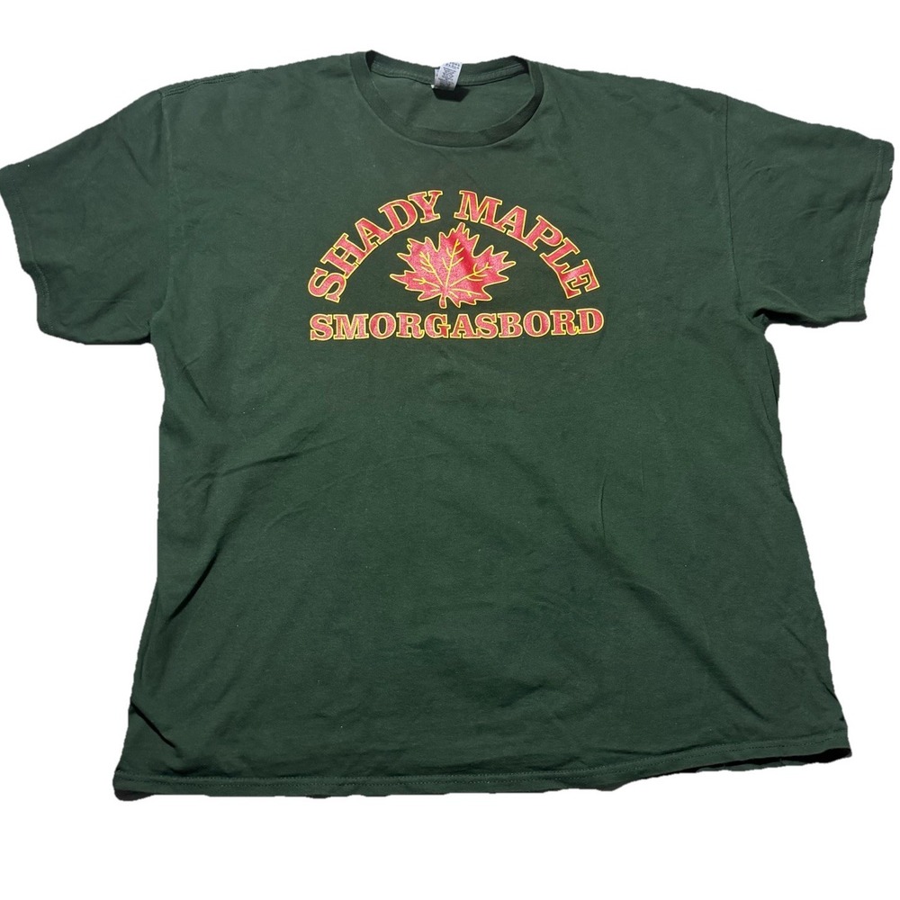 Shady Maple Smorgasbord T Shirt XL Green Maple Leaf Food Buffet Graphic Tee